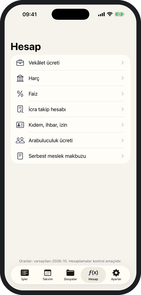 Mehil hesap makinesi: vekâlet ücreti, harç, faiz, icra, kıdem